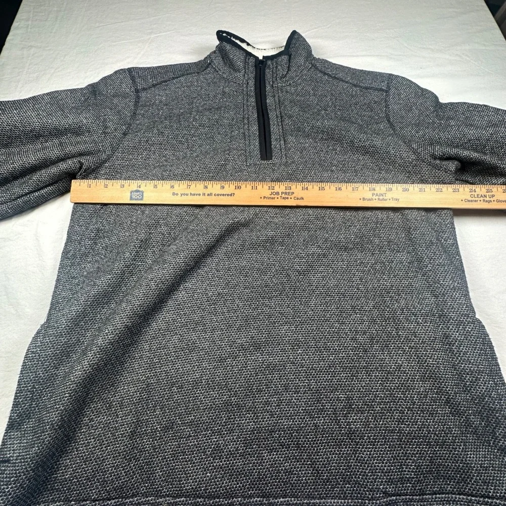 Orvis Brighton Men's Large Sherpa Fleece Lined Quarter Zip Pullover Sweater Gray